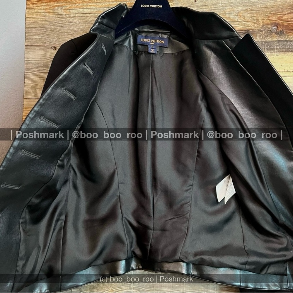 LOUIS VUITTON Ready-to-Wear Black Military Vegan Leather Jacket, 💯AUTHENTIC - Picture 6 of 15